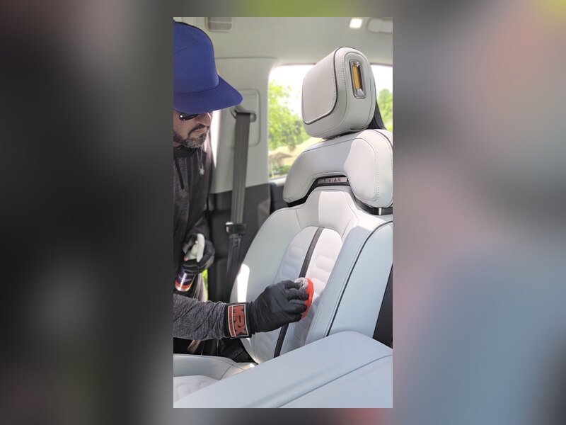 White interior ceramic coating for an EV cabin